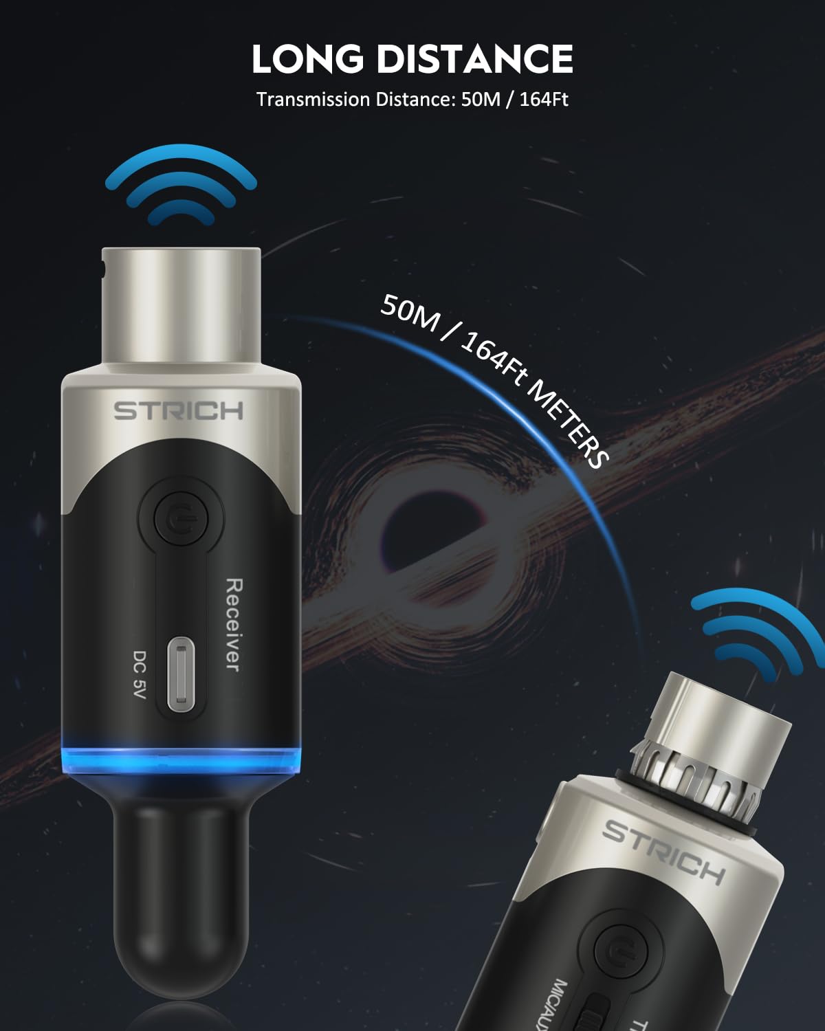 STRICH M5 UHF Wireless XLR Microphone System, 4-Channel Transmitter & Receiver for Dynamic Mic, 200ft Range, <1ms Latency, Compatible with Audio Mixer/PA Speaker - Image 3