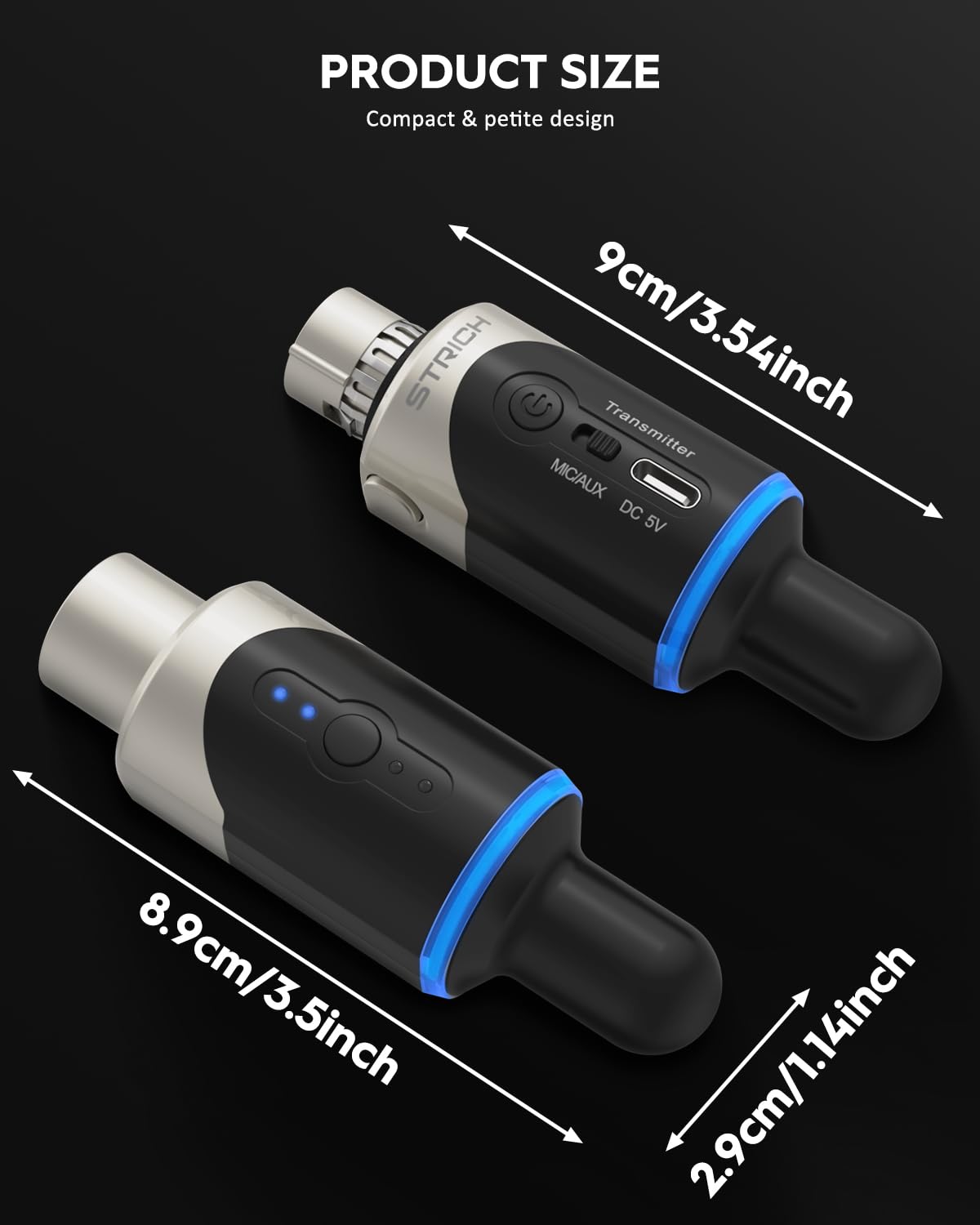 STRICH M5 UHF Wireless XLR Microphone System, 4-Channel Transmitter & Receiver for Dynamic Mic, 200ft Range, <1ms Latency, Compatible with Audio Mixer/PA Speaker - Image 9